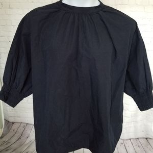 Uniqlo XL smocked mock neck blouse